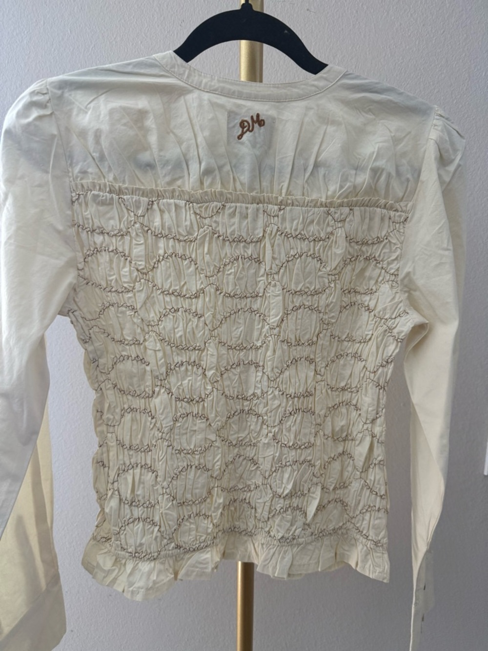 Damson Madder Natural Elliana Smocked Organic Cotton Cardigan - Picture 8 of 10
